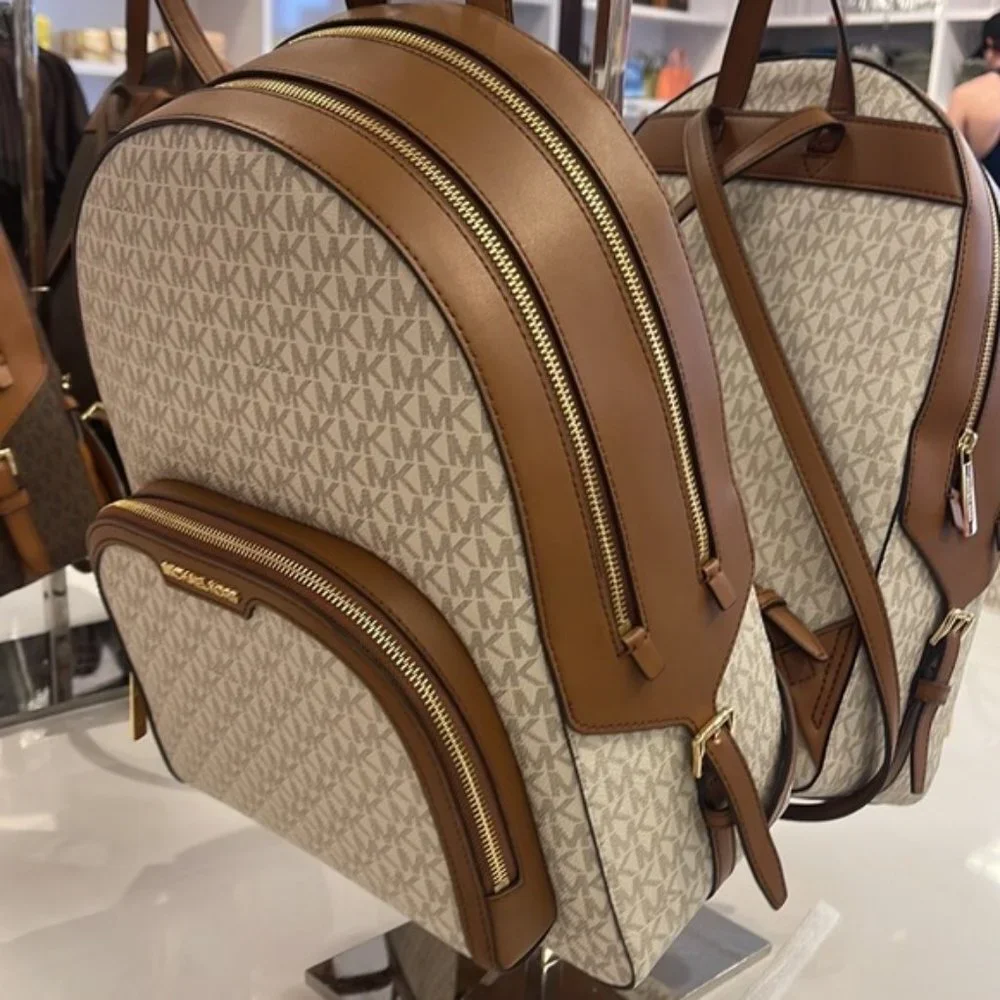 Michael Kors Jaycee Large Zip Pocket Backpack Vanilla
